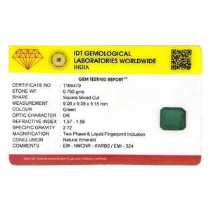 พลอยแซฟไฟร์สีเขียวทรงเหลี่ยม 3.8 กะรัต จากแซมเบีย ได้รับการรับรองจาก IGI ผลิตในห้องปฏิบัติการด้วยการผ่านกระบวนการอบความร้อน ความสูง 8 มม. - Product Image 4