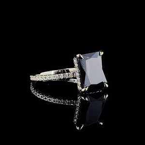 1.2 Carat Princess Cut <b>Black</b> Moissanite Diamond <b>Ring</b> Trendy 925 Sterling Silver Wedding Engagement Set for Women - Product Image 2