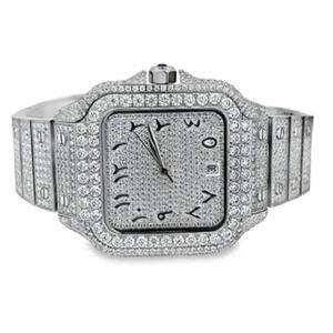 Suministro directo de fábrica White Iced Out Bling Watch Reloj con tachuelas de diamantes con correa de acero inoxidable disponible al mejor precio - Product Image 1
