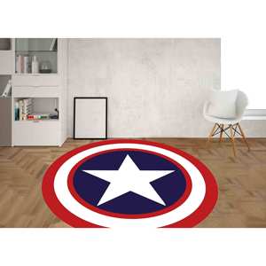 Alfombra con diseño del escudo de Capitán América: decoración para sala de cine, alfombra antideslizante, con pelo suave. - Product Image 3