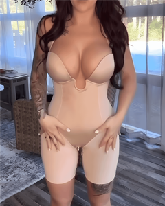 Combinaison sculptante intégrale en maille transparente à col en V profond - Product Image 1