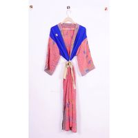 Robe Kimono Longue en Soie Indienne Vintage pour Femme, Col en V, Fermeture à Cordon, Motif Floral, Idéale pour l'Été, la Nuit ou la Plage, Livraison Rapide