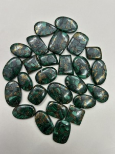 Lote al por mayor de piedras preciosas de cabujón turquesa de cobre de malaquita natural, varias formas, tamaños, fabricación de joyas personalizables, piedras preciosas - Product Image 2