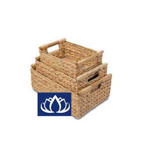 ตะกร้าผักตบชวาสไตล์วินเทจถาดเก็บของแฮนด์เมดแบบชนบท - Product Image 1