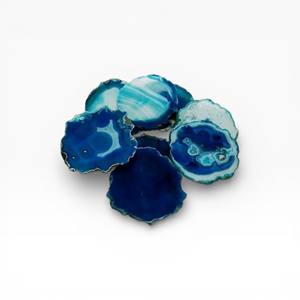 Sous-verres en agate carrée bleue et blanche avec des couches de cristal naturel pour les maisons modernes - Product Image 6