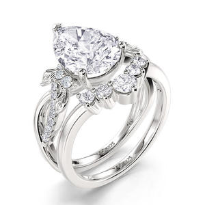 Jeulia Vintage Leaf Pear Cut <b>Bridal</b> <b>Jewelry</b> <b>Set</b> in Sterling Silver - Product Image 4
