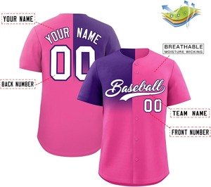 Camiseta de béisbol personalizada del equipo Allover impresión sublimada malla transpirable contraste de color absorción de humedad OEM jóvenes/adultos - Product Image 2