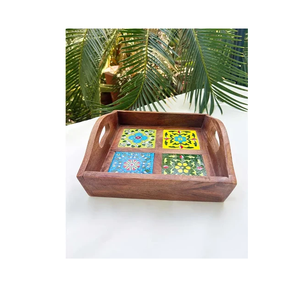 ถาดไม้พิมพ์ลายหลากสีอุปกรณ์เสริมของขวัญชิ้นสำหรับใช้ในโรงแรม3ชุดสำหรับปรับแต่งขนาดได้ - Product Image 2