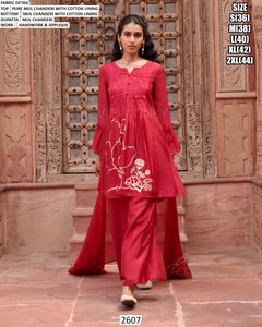 Lanzamiento de Nueva Kurta Moderna para Fiestas con Conjunto de Dupatta, Tela de Mul Chanderi Pura con Forro de Algodón - Product Image 3