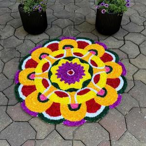 Tapete de Rangoli indio hecho a mano de 3 pies Pooja Aasan Temple y decoración del hogar regalo de boda de inauguración, Diawali Rangoli - Product Image 4