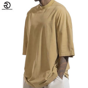 T-shirt gris surdimensionné en coton à manches mi-longues personnalisé de haute qualité T-shirt épais pour hommes - Product Image 6