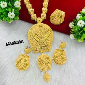 Nueva tendencia, conjunto de collar largo de diseñador elegante con pendientes y anillos, joyería de un gramo chapada en oro de 18 quilates para mujer - Product Image 2