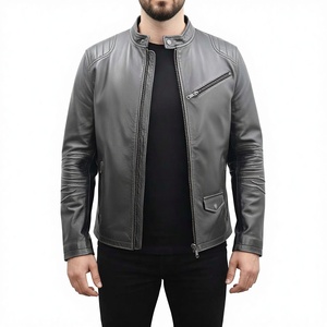 Chaqueta de Tela Estilo Motero con Cuello Alto para Hombre, Otoño, Leathertex, Sin Relleno - Product Image 1
