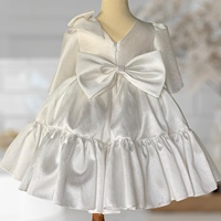 Robe de fête Tafta à manches longues pour filles avec nœud d'épaule Nhung Nguyen Made In Vietnam Utilisé pour le froid hivernal