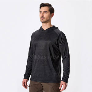 เสื้อฮู้ดดี้ตกปลาผู้ชายไซส์ใหญ่ ออกแบบได้ตามต้องการ โลโก้ด้านหน้า UPF 50 โพลีเอสเตอร์ 100% แห้งเร็ว ระบายอากาศดี MOQ ต่ำ - Product Image 4