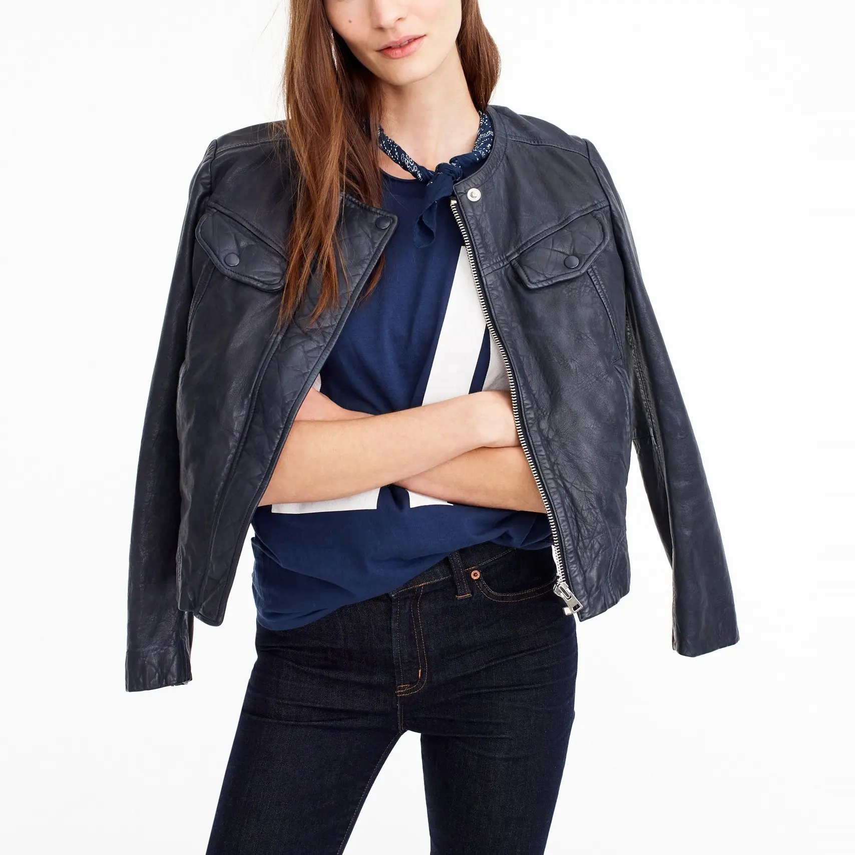 Veste en cuir pour femmes Veste de baseball courte et mince en similicuir pour femmes Veste décontractée simple