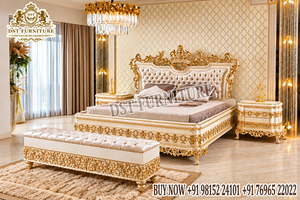 Meubles de chambre à coucher de style baroque pour maisons/villas de luxe, lit king size avec coiffeuse, ensemble de chambre à coucher en teck pour la maison, USA - Product Image 6