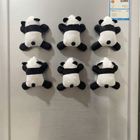 Ours Panda fait main en tissu super doux, peluche à coudre, animal mignon et créatif, aimant de réfrigérateur, autocollant, Saint-Valentin