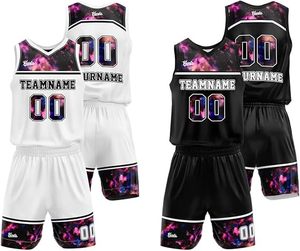 Personalizado Reversible Baloncesto Jersey Pantalones Cortos Uniformes Poliéster Uniformes Impreso Logo Alta Calidad Uniforme Ropa Deportiva industria - Product Image 3