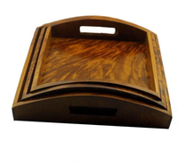 Ensemble de plateaux de thuya marocain artisanal plateaux en bois carrés assiettes décoratives ronce bois panneaux muraux boîtes artisanales polies personnalisées