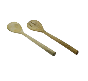 Ensemble de couverts de service en bois d'acacia vintage écologique de qualité supérieure, design optimal, pour salade et beurre, fabrication indienne - Product Image 1
