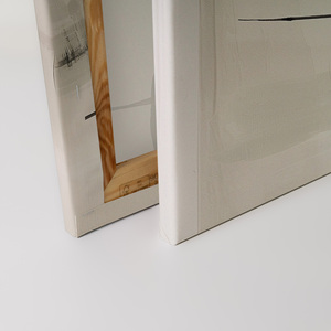 Hecho en Alemania-Cuadro de lienzo para decoración del hogar arte abstracto moderno-Mural de pintura de pared en Beige y gris-arte de marco de Camilla - Product Image 4