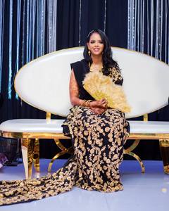 Diseñador elegante somalí Dirac vestido de novia hasta el suelo desgaste nupcial con cristales brillantes - Product Image 1