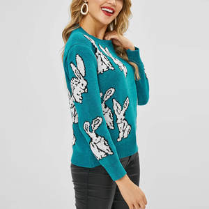 Pull tricoté décontracté de haute qualité pour femmes nouveau modèle col rond à manches longues respirant hiver coupe ample Logo avant - Product Image 3