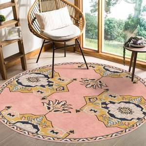 Tapis rond moderne en laine tuftée à la main de forme personnalisée, tapis antidérapant écologique avec conception de pile en boucle - Product Image 5