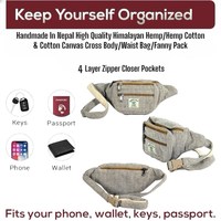 Tas Pinggang Kanvas Katun Nepal Buatan Tangan Bergaya 4 Kantong Resleting Lipat Ramah Lingkungan Tas Selempang Olahraga Luar Ruangan Musim Panas