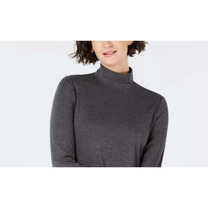 Maglia in cotone a collo alto da donna Charter Club, colore grigio, taglia media - Product Image 2