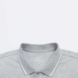 Polo ERKE para Hombre en Gris Jaspeado Claro, Cómodo, de Mezcla de Algodón, Transpirable, Tejido, Bordado, Sólido, ODM 11224203007-105 - Product Image 3