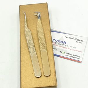 Pince à épiler d'extension de cils de type L à 45 degrés couleur or en gros - Product Image 2