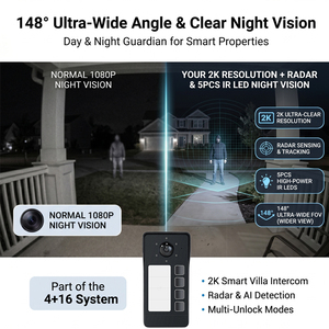 Système d'<span class=keywords><strong>interphone</strong></span> vidéo multi-appartements Hiwink 2K, sonnette à 2, 3 ou 4 boutons, prend en charge un maximum de 16 moniteurs intérieurs, contrôle d'accès PoE, duplex - Product Image 3