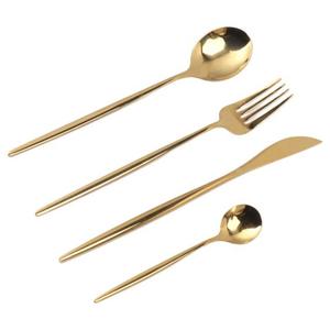 Set d'argenterie dorée Décoration de mariage Set de couverts fins réutilisables Set de couverts en métal en acier inoxydable avec logo personnalisé - Product Image 6