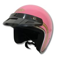 Casque de moto CRX Bogo-X rose brillant, élégant, rétro, à visière ouverte, ABS, certifié SNI, visière plate standard, mousse