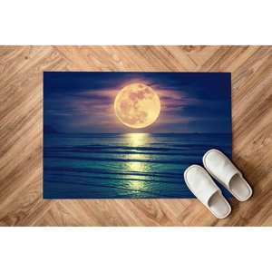 Alfombra con Diseño de Paisaje Marino, Alfombra con Diseño de Luna, Alfombra Contemporánea con Paisaje Marino, Alfombra Estampada, Alfombra Suave No Tejida - Product Image 4