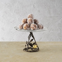Support à gâteau moderne en métal martelé, écologique, fait à la main, design floral en feuille moulée, base pour café, hôtel, restaurant, mariage, boulangerie, maison