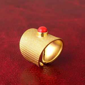 Wholesale Latest Design Boho Brass <strong>Rings</strong> With Natural <strong>Red</strong> <strong>Coral</strong> Gemstone for Women and Girls