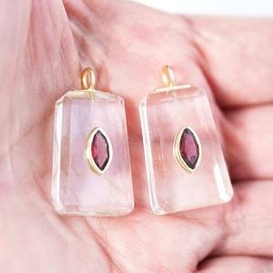 Collar con Colgante de Piedra Preciosa de Cuarzo Cristal Natural Tallada en Forma Rectangular, Plata 925, Chapado en Oro, Joyería para Mujer - Product Image 6