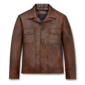 Chaqueta de Cuero para Hombre de Alta Calidad, Sólida, Cómoda y Duradera, Precio al por Mayor, Nuevo Diseño de Moda Masculina, Chaqueta de Cuero Genuino para Invierno - Product Image 5