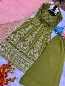 Nuevo vestido de Georgette de imitación Anarkali con estilo de volantes cosido completo con Dupatta listo para usar para fiestas - Product Image 5