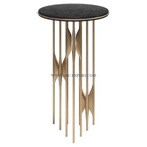 Table d'appoint vintage en métal plaqué or et laiton, design unique, table à boire de grande taille en métal de forme ronde la plus vendue pour chambre à coucher - Product Image 1
