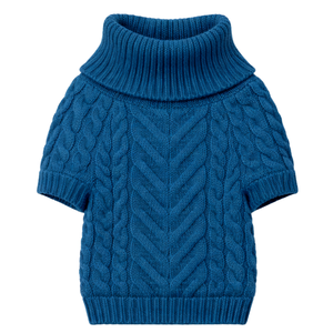 เสื้อสเวตเตอร์สุนัขถักลายเคเบิลสีเขียวอมฟ้า นุ่ม อุ่น สวมใส่สบาย เหมาะสำหรับสุนัขพันธุ์เล็กและกลาง ดีไซน์ทันสมัย สีสันสวยงาม ให้ความรู้สึกสบายขณะสวมใส่ - Product Image 5