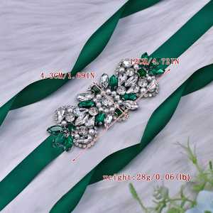 Bridella BS86KL Green Rhinestone & <b>Pearl</b> Adjustable Fit <b>Belt</b> for Brides-Weddings & Formal Events - Product Image 5
