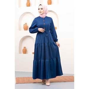 Robe Hijab avec Ceinture Tunnel Indigo - Product Image 1