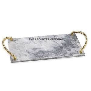 Matériau en marbre avec poignées en aluminium Forme rectangulaire Plats et assiettes créatifs sous vitrés Plateau de service Décoratif pour la maison - Product Image 1