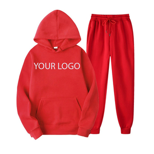 High Quality Custom Logo Two Piece Suits Solid Color Blank <b>Plain</b> <b>Tracksuit</b> Hoodie Men Sweatsuit Sets for Men Jogging - Product Image 3
