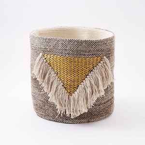 Cesta de almacenamiento tejida a mano Bohemia elegante, cesta plegable para niños, técnica de tejido plano de algodón tejido a mano, fábrica directa por ITHL - Product Image 1