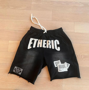 Shorts en jean pour homme 2026, style streetwear personnalisé, teint uni, tissé, à ourlet brut coupé - Product Image 2